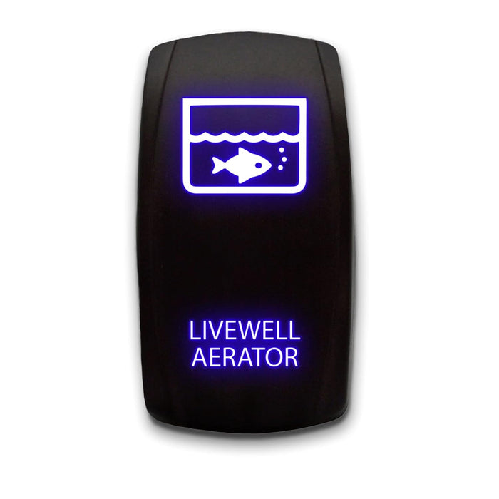 LIVEWELL AERATOR - Laser Etched 5-Pin Single Pole Single Throw Vertical Rocker Switch ON-OFF SPST Toggle Switch 20A 12V
