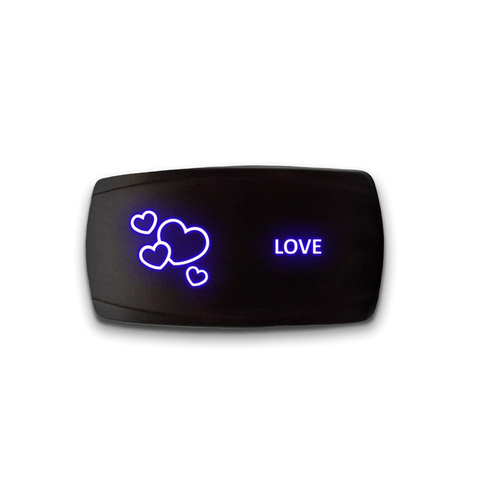 LOVE - Laser Etched 5-Pin Single Pole Single Throw Horizontal Rocker Switch ON-OFF SPST Toggle Switch 20A 12V