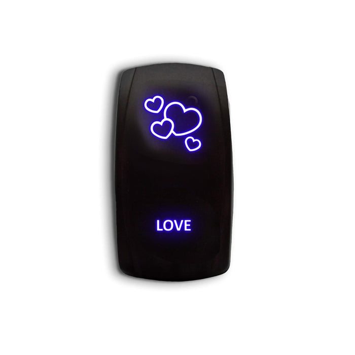 LOVE - Laser Etched 5-Pin Single Pole Single Throw Vertical Rocker Switch ON-OFF SPST Toggle Switch 20A 12V