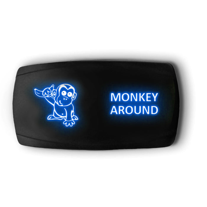 MONKEY AROUND - Laser Etched 5-Pin Single Pole Single Throw Horizontal Rocker Switch ON-OFF SPST Toggle Switch 20A 12V
