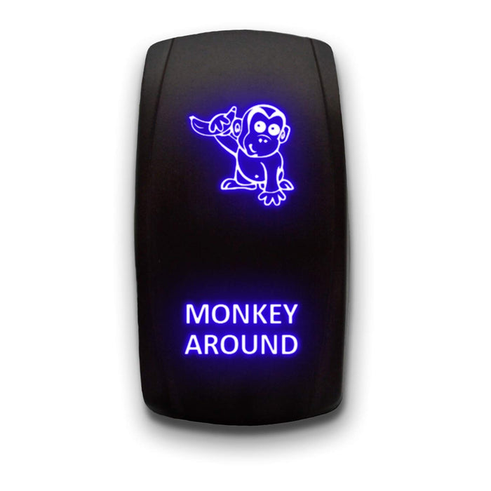 MONKEY AROUND - Laser Etched 5-Pin Single Pole Single Throw Vertical Rocker Switch ON-OFF SPST Toggle Switch 20A 12V