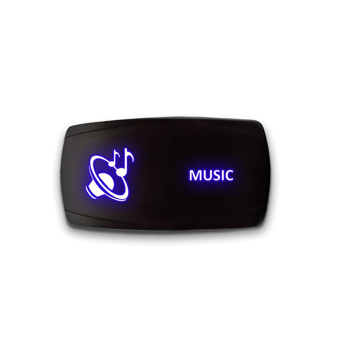 MUSIC - Laser Etched 5-Pin Single Pole Single Throw Horizontal Rocker Switch ON-OFF SPST Toggle Switch 20A 12V