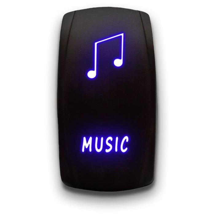 MUSIC - Laser Etched 5-Pin Single Pole Single Throw Vertical Rocker Switch ON-OFF SPST Toggle Switch 20A 12V
