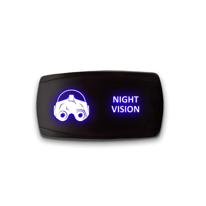 NIGHT VISION - Laser Etched 5-Pin Single Pole Single Throw Horizontal Rocker Switch ON-OFF SPST Toggle Switch 20A 12V