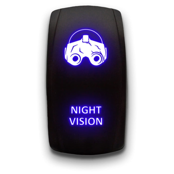 NIGHT VISION - Laser Etched 5-Pin Single Pole Single Throw Vertical Rocker Switch ON-OFF SPST Toggle Switch 20A 12V