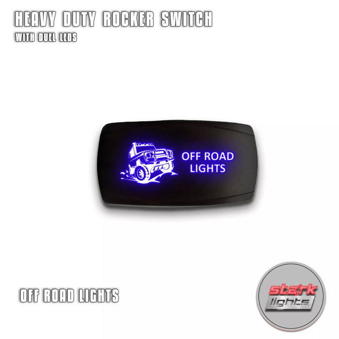 OFF ROAD LIGHTS - Laser Etched 5-Pin Single Pole Single Throw Horizontal Rocker Switch ON-OFF SPST Toggle Switch 20A 12V