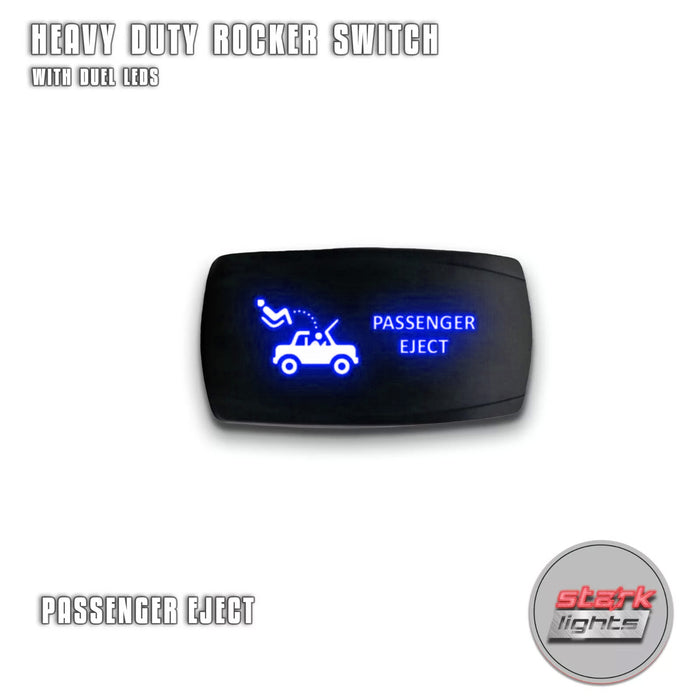 PASSENGER EJECT - Laser Etched 5-Pin Single Pole Single Throw Horizontal Rocker Switch ON-OFF SPST Toggle Switch 20A 12V