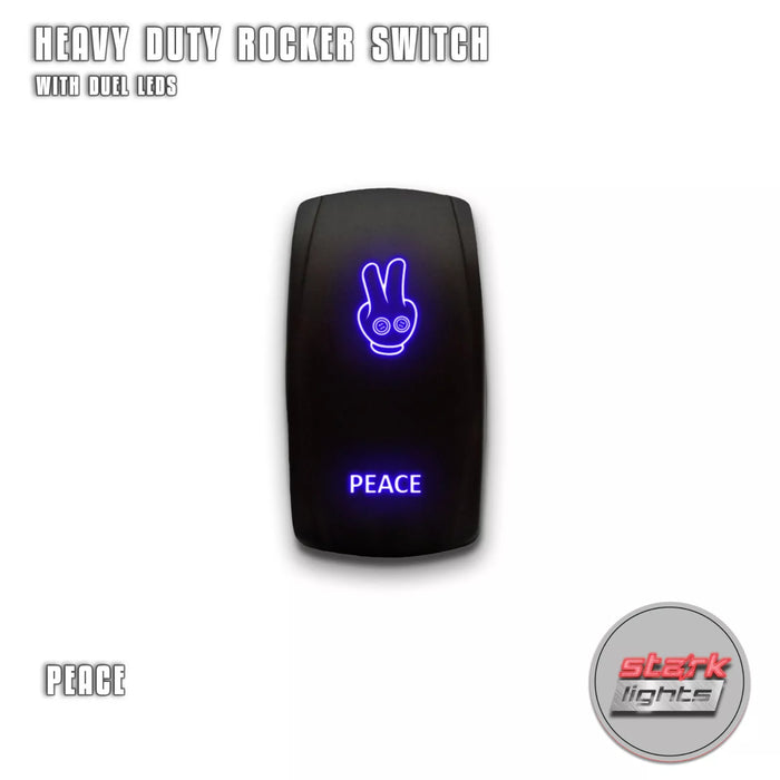 PEACE - Laser Etched 5-Pin Single Pole Single Throw Vertical Rocker Switch ON-OFF SPST Toggle Switch 20A 12V