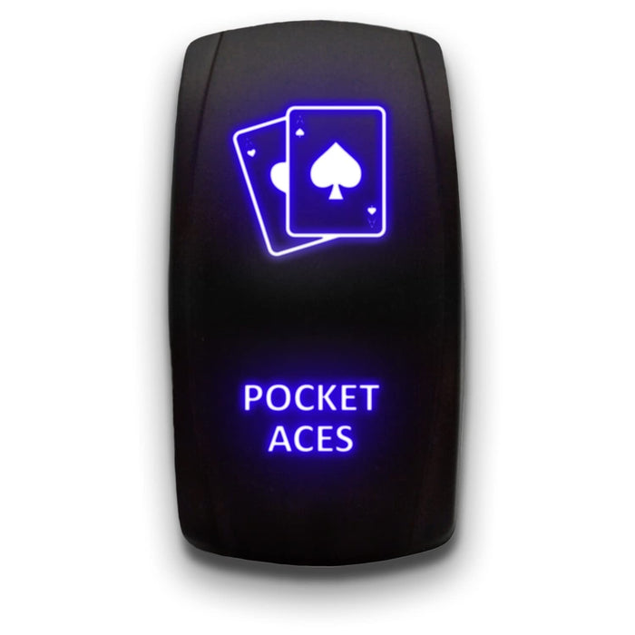 POCKET ACES - Laser Etched 5-Pin Single Pole Single Throw Vertical Rocker Switch ON-OFF SPST Toggle Switch 20A 12V