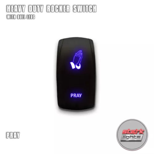 PRAY - Laser Etched 5-Pin Single Pole Single Throw Vertical Rocker Switch ON-OFF SPST Toggle Switch 20A 12V