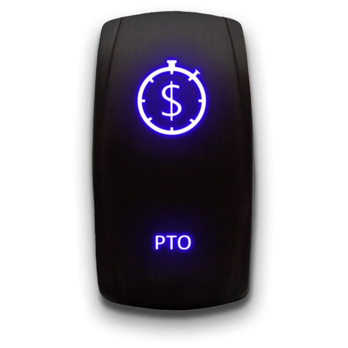 PTO - Laser Etched 5-Pin Single Pole Single Throw Vertical Rocker Switch ON-OFF SPST Toggle Switch 20A 12V