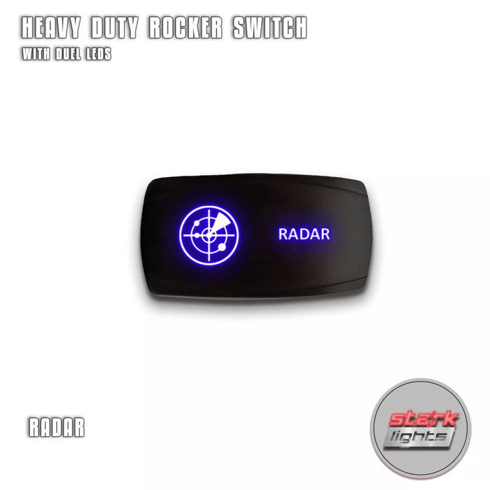 RADAR - Laser Etched 5-Pin Single Pole Single Throw Horizontal Rocker Switch ON-OFF SPST Toggle Switch 20A 12V