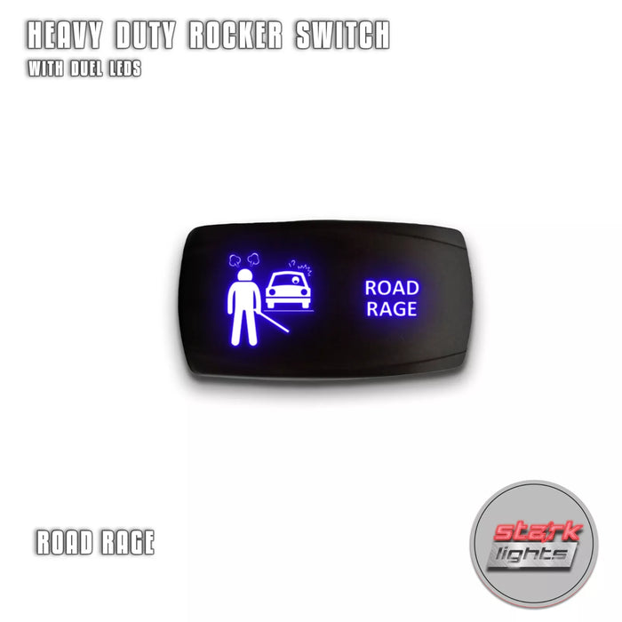 ROAD RAGE - Laser Etched 5-Pin Single Pole Single Throw Horizontal Rocker Switch ON-OFF SPST Toggle Switch 20A 12V