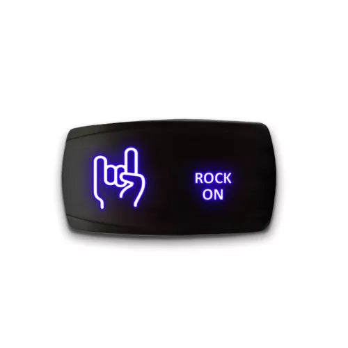 ROCK ON - Laser Etched 5-Pin Single Pole Single Throw Horizontal Rocker Switch ON-OFF SPST Toggle Switch 20A 12V