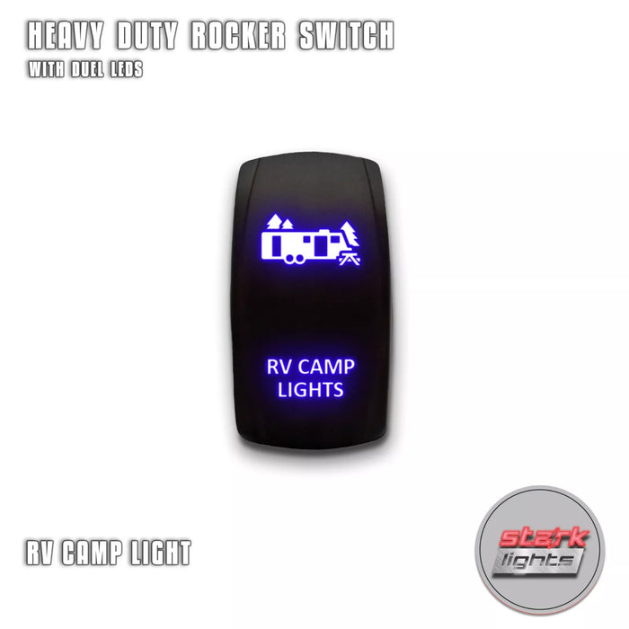 RV CAMP LIGHTS - Laser Etched 5-Pin Single Pole Single Throw Vertical Rocker Switch ON-OFF SPST Toggle Switch 20A 12V