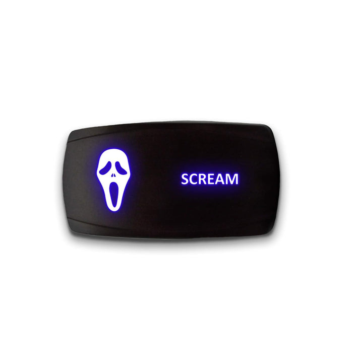 SCREAM - Laser Etched 5-Pin Single Pole Single Throw Horizontal Rocker Switch ON-OFF SPST Toggle Switch 20A 12V