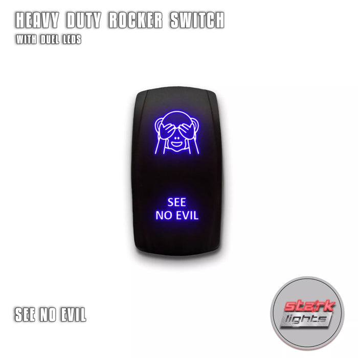 SEE NO EVIL - Laser Etched 5-Pin Single Pole Single Throw Vertical Rocker Switch ON-OFF SPST Toggle Switch 20A 12V