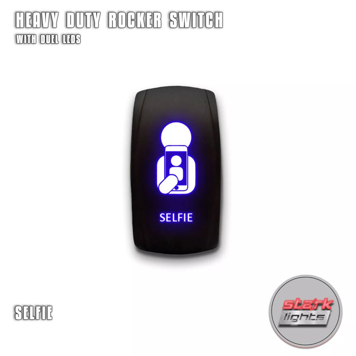 SELFIE - Laser Etched 5-Pin Single Pole Single Throw Vertical Rocker Switch ON-OFF SPST Toggle Switch 20A 12V