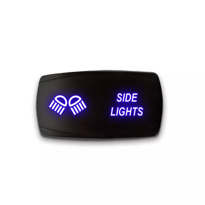 SIDE LIGHTS - Laser Etched 5-Pin Single Pole Single Throw Horizontal Rocker Switch ON-OFF SPST Toggle Switch 20A 12V