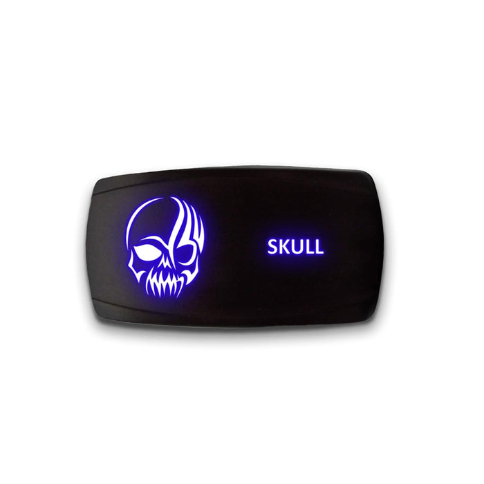 SKULL - Laser Etched 5-Pin Single Pole Single Throw Horizontal Rocker Switch ON-OFF SPST Toggle Switch 20A 12V