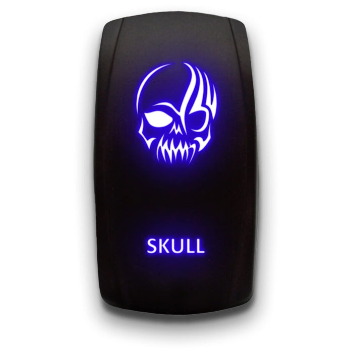 SKULL - Laser Etched 5-Pin Single Pole Single Throw Vertical Rocker Switch ON-OFF SPST Toggle Switch 20A 12V