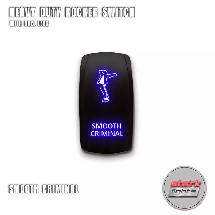SMOOTH CRIMINAL - Laser Etched 5-Pin Single Pole Single Throw Vertical Rocker Switch ON-OFF SPST Toggle Switch 20A 12V