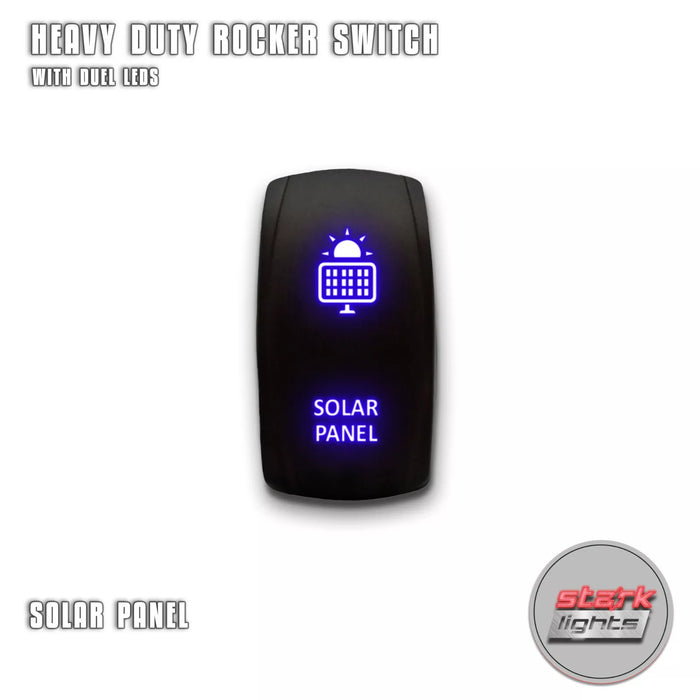 SOLAR PANEL - Laser Etched 5-Pin Single Pole Single Throw Vertical Rocker Switch ON-OFF SPST Toggle Switch 20A 12V