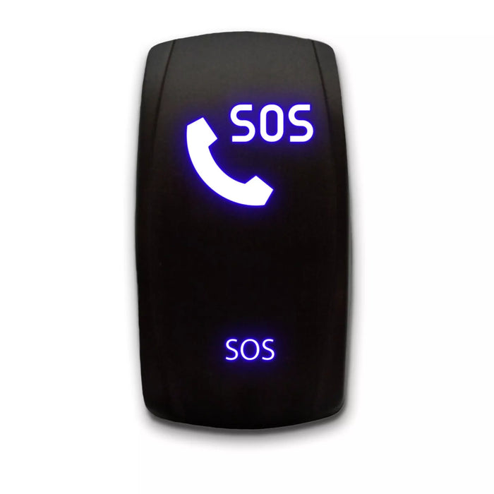 SOS - Laser Etched 5-Pin Single Pole Single Throw Vertical Rocker Switch ON-OFF SPST Toggle Switch 20A 12V