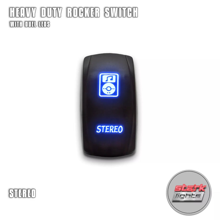 STEREO - Laser Etched 5-Pin Single Pole Single Throw Vertical Rocker Switch ON-OFF SPST Toggle Switch 20A 12V