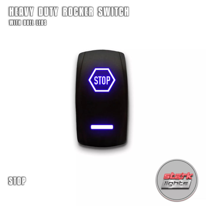 STOP - Laser Etched 5-Pin Single Pole Single Throw Vertical Rocker Switch ON-OFF SPST Toggle Switch 20A 12V