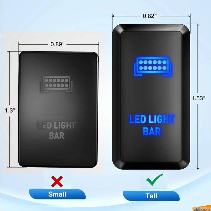 BATTERY ISOLATER - Tall Push Switch with Backlit Symbol Compatible with Toyota ON-OFF with Connector Wire Kit - Size 0.83 x 1.54 x 2.3 inches