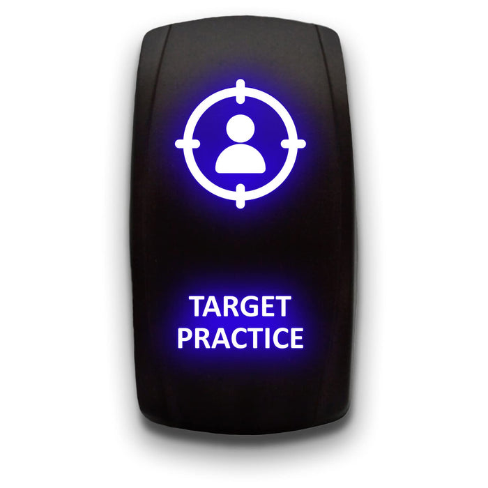 TARGET PRACTICE - Laser Etched 5-Pin Single Pole Single Throw Vertical Rocker Switch ON-OFF SPST Toggle Switch 20A 12V