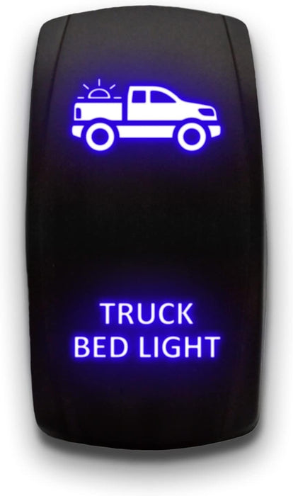 TRUCK BED LIGHT - Laser Etched 5-Pin Single Pole Single Throw Vertical Rocker Switch ON-OFF SPST Toggle Switch 20A 12V