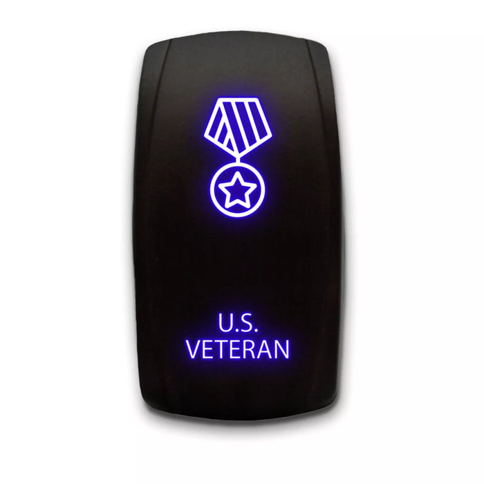 US VETERAN - Laser Etched 5-Pin Single Pole Single Throw Vertical Rocker Switch ON-OFF SPST Toggle Switch 20A 12V