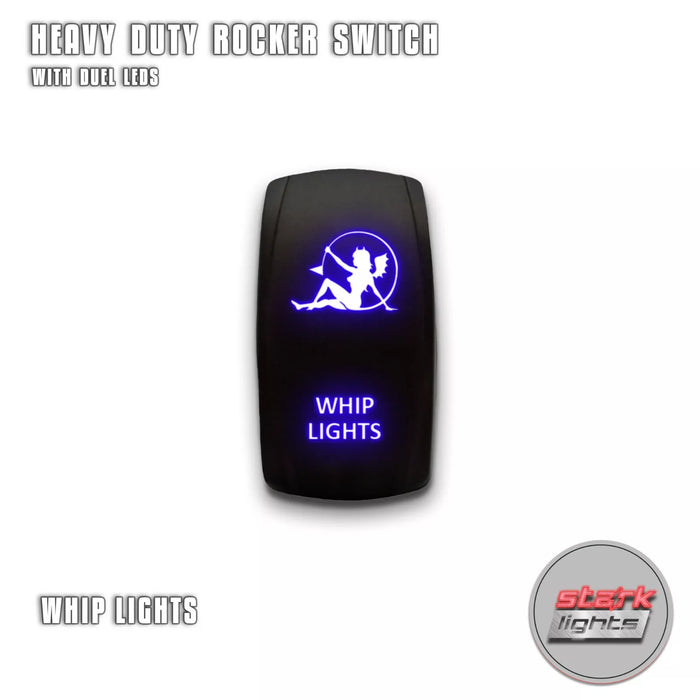 WHIP LIGHTS - Laser Etched 5-Pin Single Pole Single Throw Vertical Rocker Switch ON-OFF SPST Toggle Switch 20A 12V