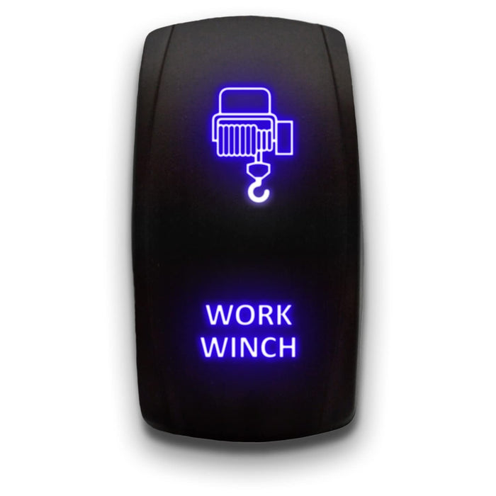 WORK WINCH - Laser Etched 5-Pin Single Pole Single Throw Vertical Rocker Switch ON-OFF SPST Toggle Switch 20A 12V