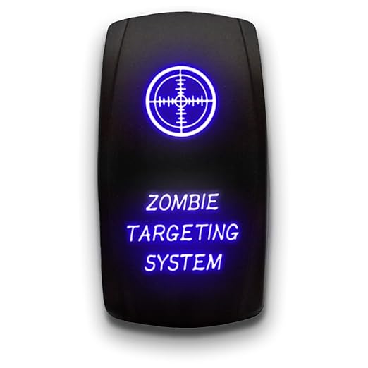 ZOMBIE TARGETING SYSTEM - Laser Etched 5-Pin Single Pole Single Throw Vertical Rocker Switch ON-OFF SPST Toggle Switch 20A 12V