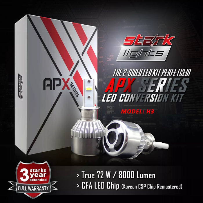 Stark Industries APX Series LED Headlights Conversion Kit - White 6000K - Fog Light Bulbs - H3