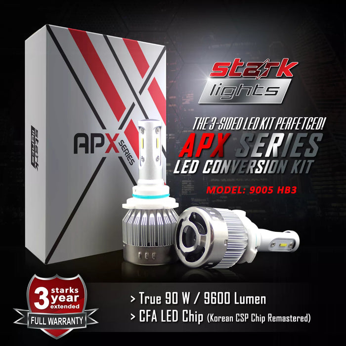 Stark Industries APX Series LED Headlights Conversion Kit - White 6000K - High Beam Bulbs - 9005 / HB3