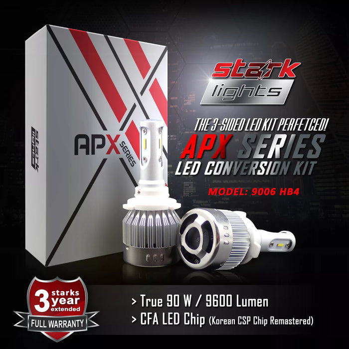 Stark Industries APX Series LED Headlights Conversion Kit - White 6000K - Low Beam/Fog Light Bulbs - 9006 / HB4