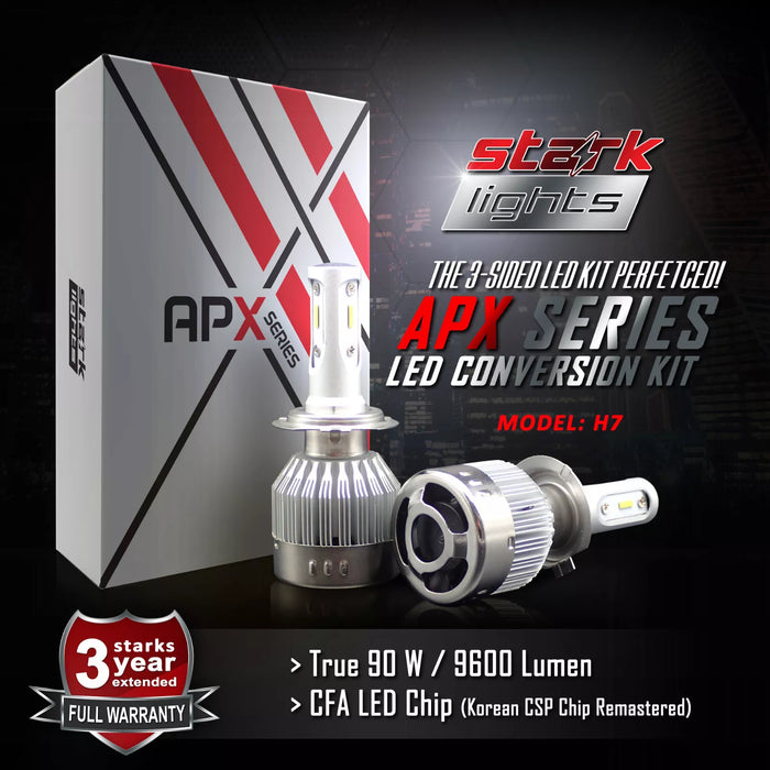 Stark Industries APX Series LED Headlights Conversion Kit - White 6000K - Low Beam/High Beam/Fog Light Bulbs - H7