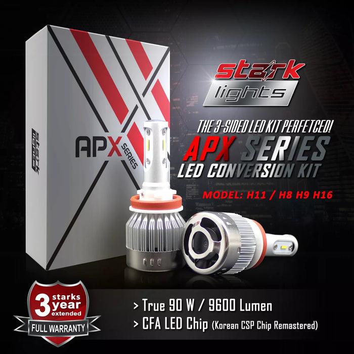 Stark Industries APX Series LED Headlights Conversion Kit - White 6000K - Low Beam/High Beam/Fog Light Bulbs - H11 / H8 / H9 / H16