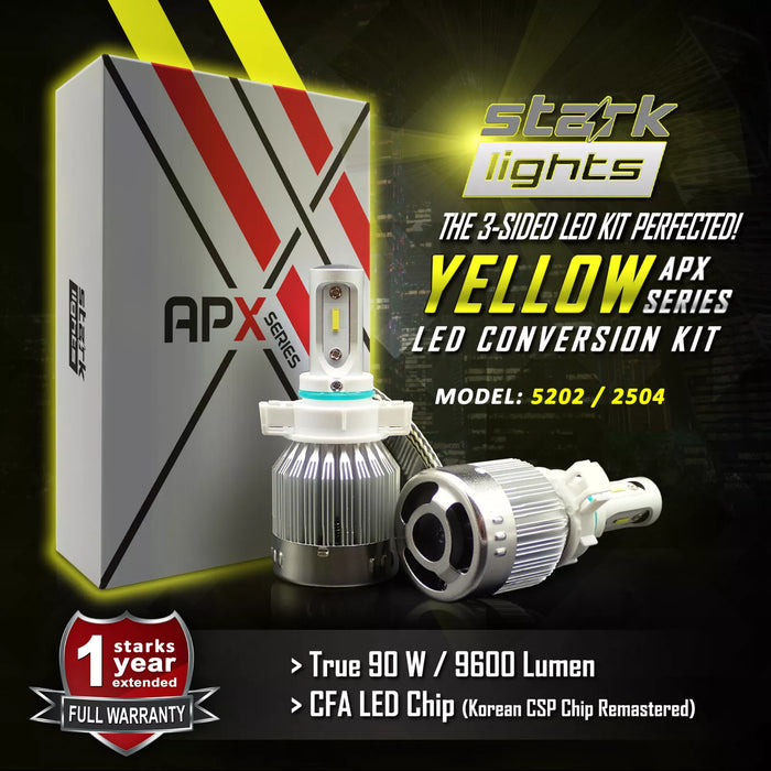 Stark Industries APX Series LED Headlights Conversion Kit - Yellow 3000K - Fog Light Bulbs - 5202 / 2504