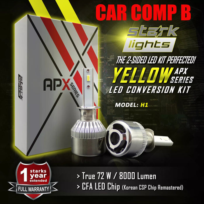 Stark Industries APX Series LED Headlights Conversion Kit - Yellow 3000K - Fog Light Bulbs - H1