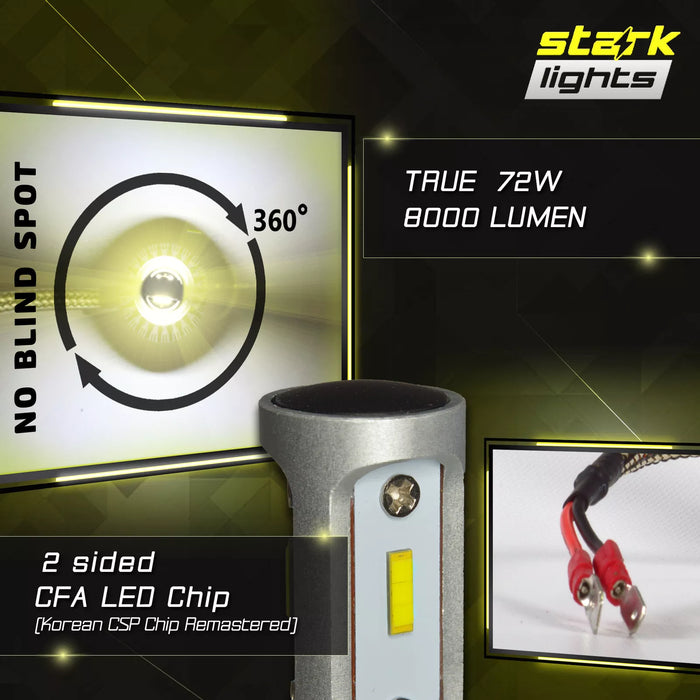 Stark Industries APX Series LED Headlights Conversion Kit - Yellow 3000K - Low Beam/High Beam/Fog Light Bulbs - H8 / H9 / H11 / H16