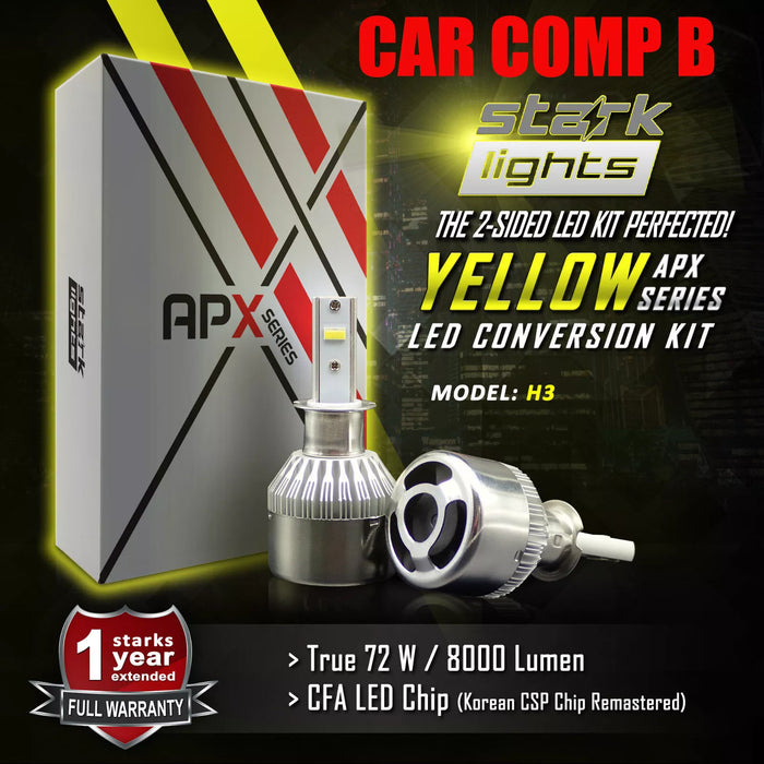 Stark Industries APX Series LED Headlights Conversion Kit - Yellow 3000K - Fog Light Bulbs - H3