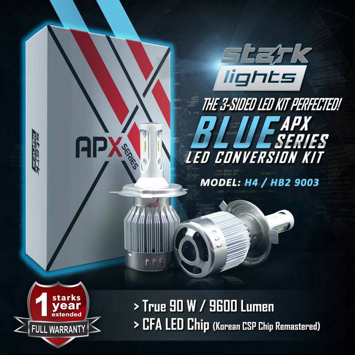 Stark Industries APX Series LED Headlights Conversion Kit - Blue 8000K - Dual Hi/Lo Beam - H4 / HB2 / 9003