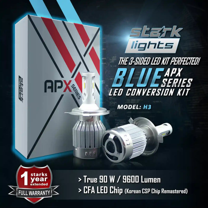 Stark Industries APX Series LED Headlights Conversion Kit - Blue 8000K - Fog Light Bulbs - H3