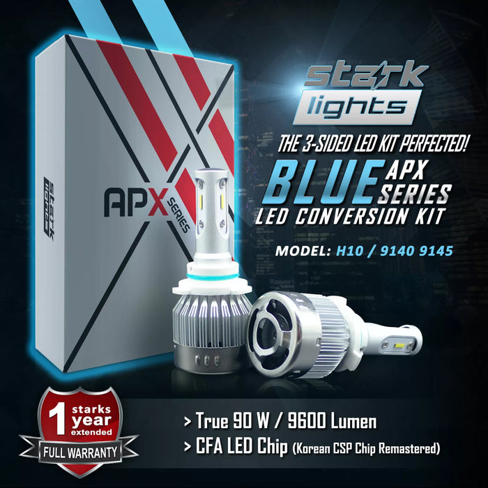 Stark Industries APX Series LED Headlights Conversion Kit - Blue 8000K - Fog Light Bulbs - H10 / 9140 / 9145