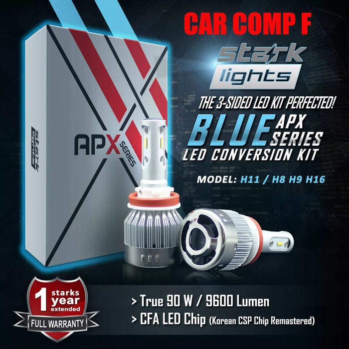 Stark Industries APX Series LED Headlights Conversion Kit - Blue 8000K - Low Beam/High Beam/Fog Light Bulbs - H11 / H8 / H9 / H16